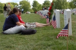 Flags on gravesites for Memorial Day